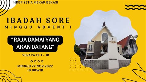 Ibadah Minggu Sore November Bahasa Indonesia Minggu Advent