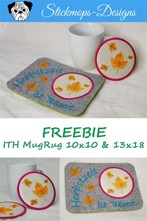 Freebie Stickdatei Ith Mug Rug Herbst X Und X Rahmen