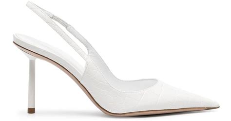 Le Silla Bella Mm Crocodile Effect Leather Pumps In White Lyst