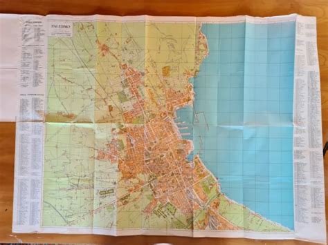 CARTINA GEOGRAFICA CITTÀ di Palermo Istituto Geografico Visceglia anni