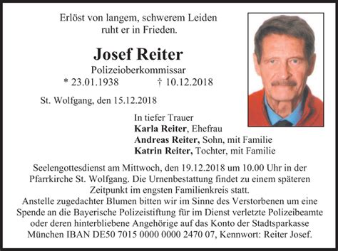 Traueranzeigen Von Josef Reiter Trauer Merkur De