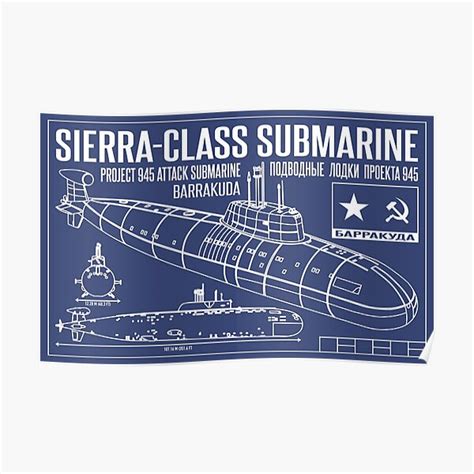 Russian Sierra Class Submarine Project 945 Blueprints Diagram T Poster For Sale By