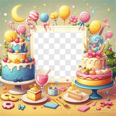 Birthday Party Photocall Photo Frame Colorful Celebration Border