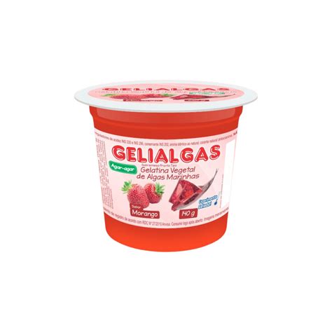 Gelatina vegana sabor morango Gelialgas 140g Glúten Pra Quê