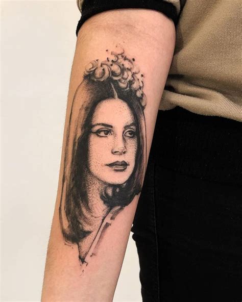 Sketch Work Lana Del Rey Portrait Tattoo On The Inner