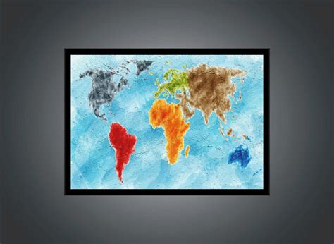 Quadro Decorativo Mapa Múndi Artístico Moldura RC065 Elo7