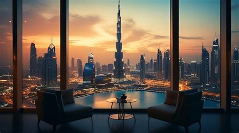 Premium Ai Image A Beautiful Skyline View From Dubai Frame Burj