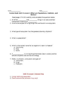 Va Science Fusion Grade Unit Questions Energy And Ecosystems