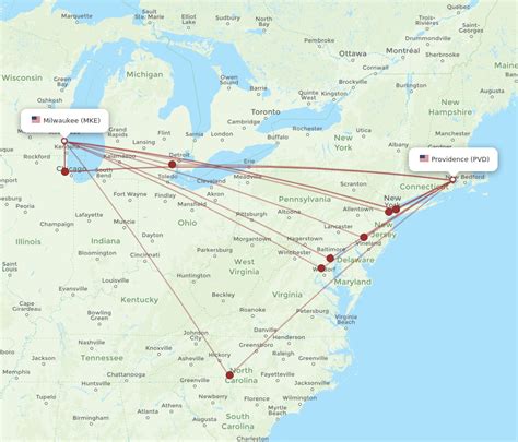 All Flight Routes From Providence To Milwaukee Pvd To Mke Flight Routes