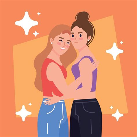 Lesbians Couple Hugging 10480004 Vector Art At Vecteezy