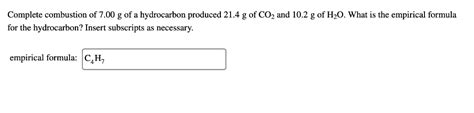 Solved Complete Combustion Of G Of A Hydrocarbon Chegg