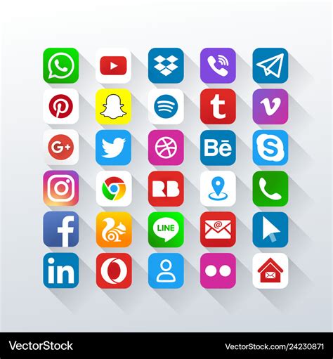 Social Media Icons Royalty Free Vector Image Vectorstock