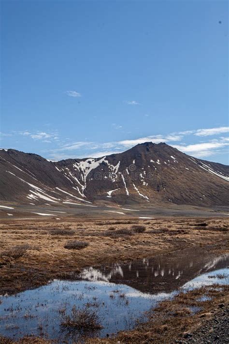 This Is Wetlands And Tundra Common In Iceland With Snow Capped