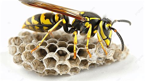 Wasp And Wasp Nest In Nature On White Background, Animal, Bee, Black Background Image And ...