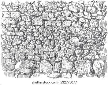 Sketch Old Stone Wall Stock Illustration Shutterstock