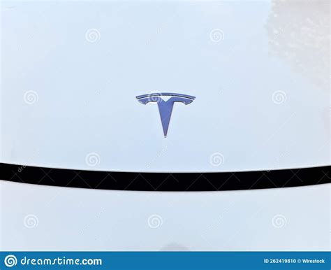 Front Logo of a White Tesla Model 3 Editorial Image - Image of brand ...