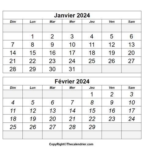 Calendrier Janvier F Vrier Imprimer The Calendrier