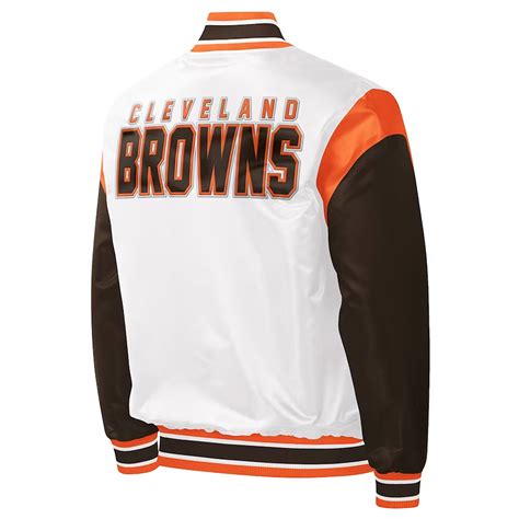 Throwback Warm Up Cleveland Browns White And Brown Jacket Jacket Makers