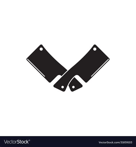 Crossed Butcher Knife Icon Symbol Royalty Free Vector Image