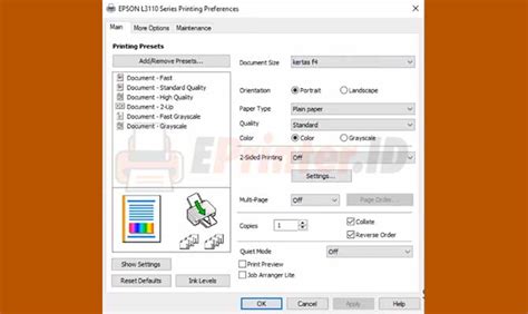 Cara Menambah Ukuran Kertas F4 Di Printer Epson L3110 Eprinter Id