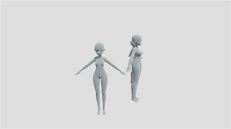 Genshin Style Anime Female Base Mesh For Blender 3D Model By