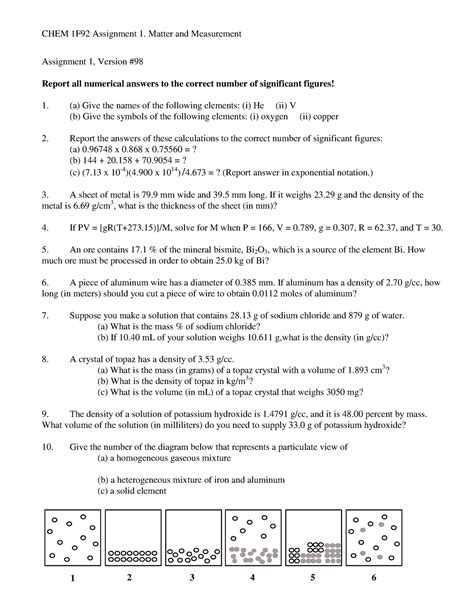 A Chem Chem F Assignment Matter And Measurement Assignment