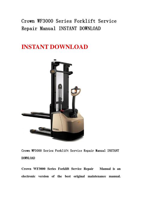 Crown Wf3000 Series Forklift Service Repair Manual Instant Download By