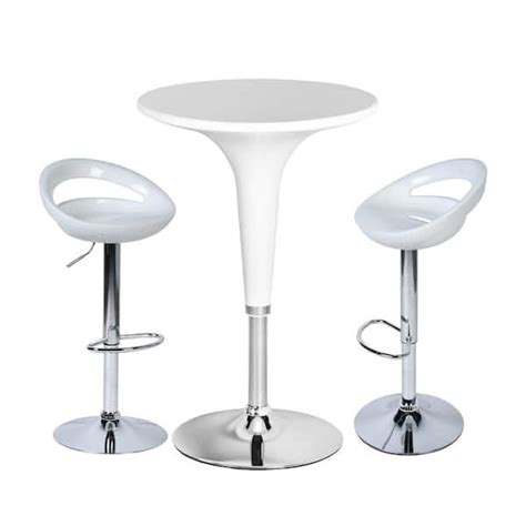 Homy Casa Ralan Ellen 3 Piece White Metal Frame ABS Seat Adjustable