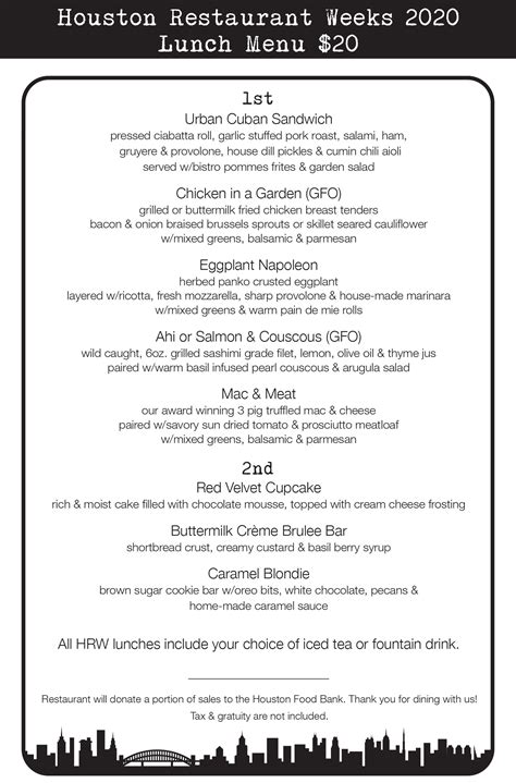 Join us for Houston Restaurant Weeks! – Urban Eats : Houston, TX