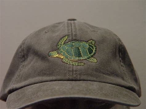 Sea Turtle Hat Embroidered Men Women Marine Wildlife Cotton Etsy