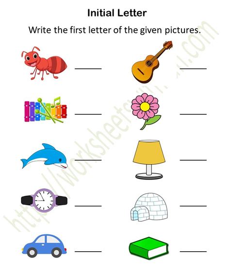 English Preschool Initial Letter Worksheet Color Alphabet