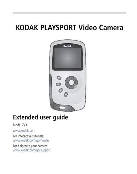 Kodak Playsport Video Camera Extended User Guide