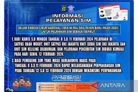 Layanan SIM Dan Samsat Di DKI Jakarta Libur Sampai 11 Februari ANTARA