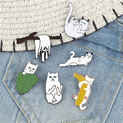 Teile Satz Mode Cartoon Lustige Banane Katze Emaille Pin Brosche