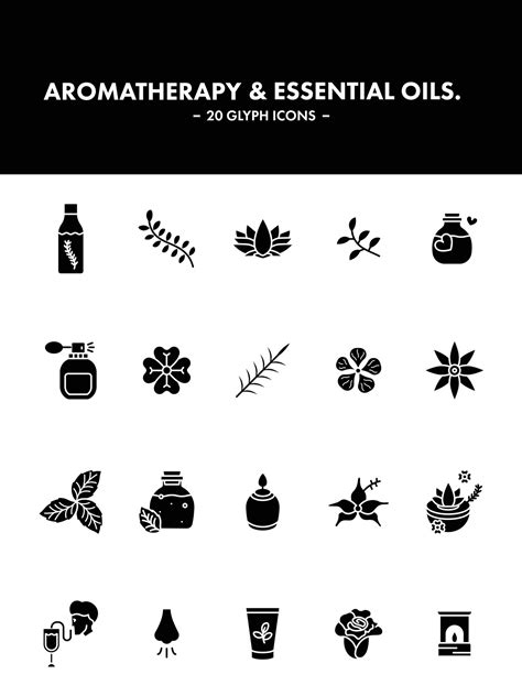 Aromatherapy And Essential Oils Icon Set In Glyph Style 24219819