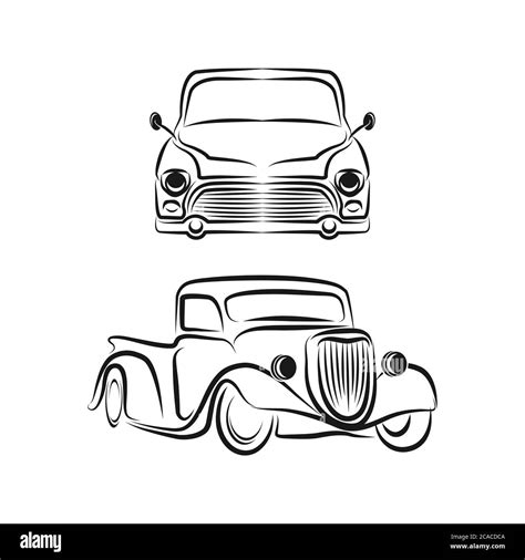 Vintage Car Abstract Logo Design Vector Template Linear Style Retro