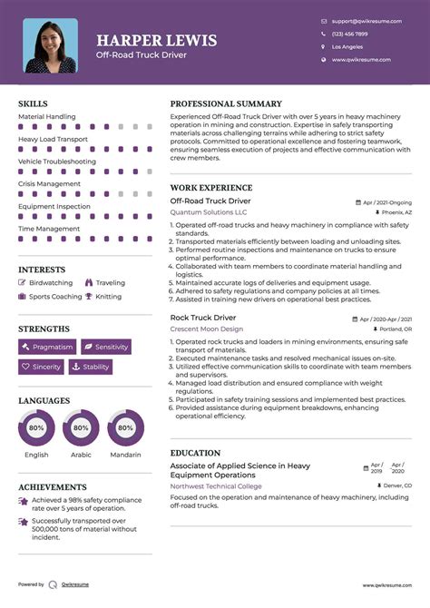 10 Rock Truck Driver Resume Samples And Templates For 2026
