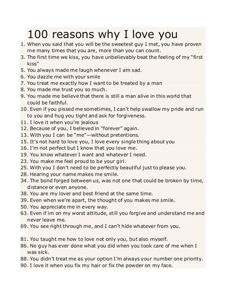 100 Reasons Why I Love You