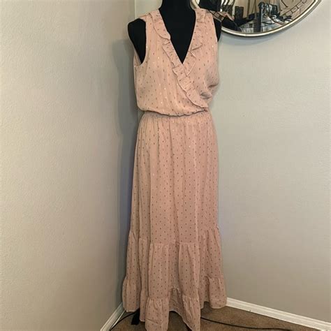Express Dresses Nwot Express Nude W Gold Foil Detail Maxi Dress Poshmark
