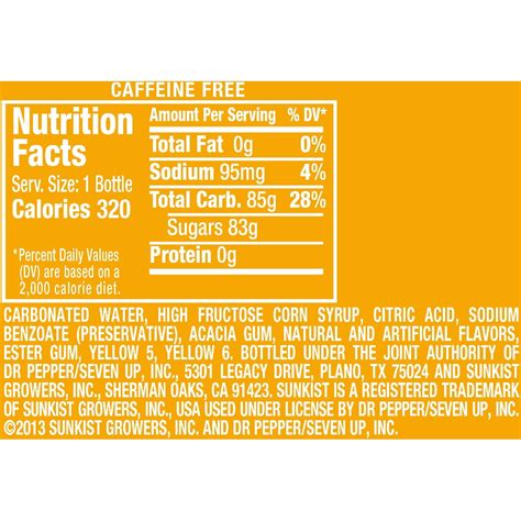 Sunkist Soda Nutrition Facts Label – Nutrition Ftempo