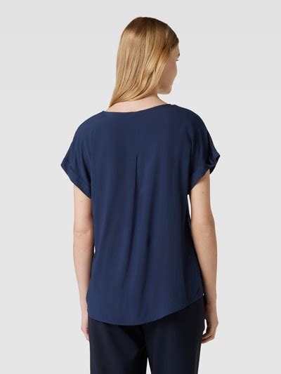 Montego Blusenshirt Aus Reiner Viskose Mit Kellerfalte Dunkelblau