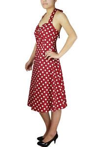 Plus Size Rockabilly Retro Red White Polka Dot Halter Swing Dress 1X 2X