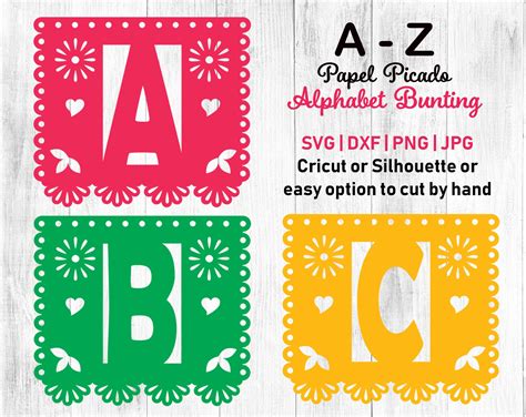 Papel Picado Svg Papel Picado Alphabet Papel Picado Template Papel