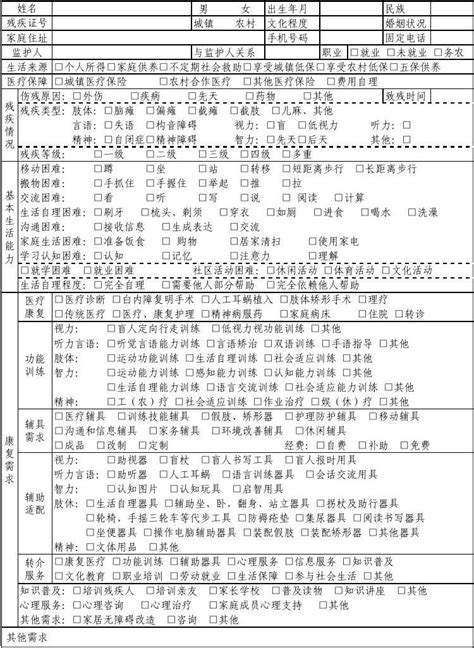 社区残疾人康复需求调查样表word文档在线阅读与下载文档网