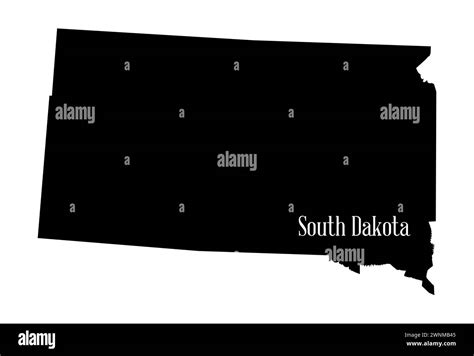 Outline Silhouette Map Of The State Of South Dakota Isolated On A White