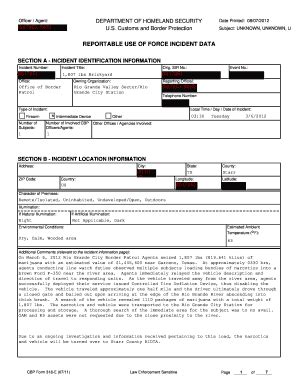 Fillable Online S3 Documentcloud REPORTABLE USE OF FORCE INCIDENT DATA