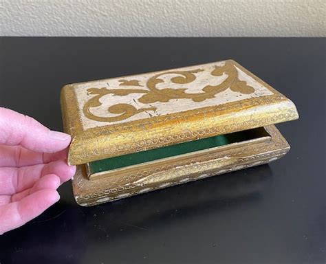 Small Vintage Florentine Wooden Box Decorative Box Gem