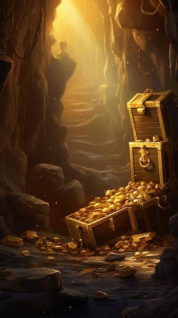 Premium AI Image | treasure in a bright cave