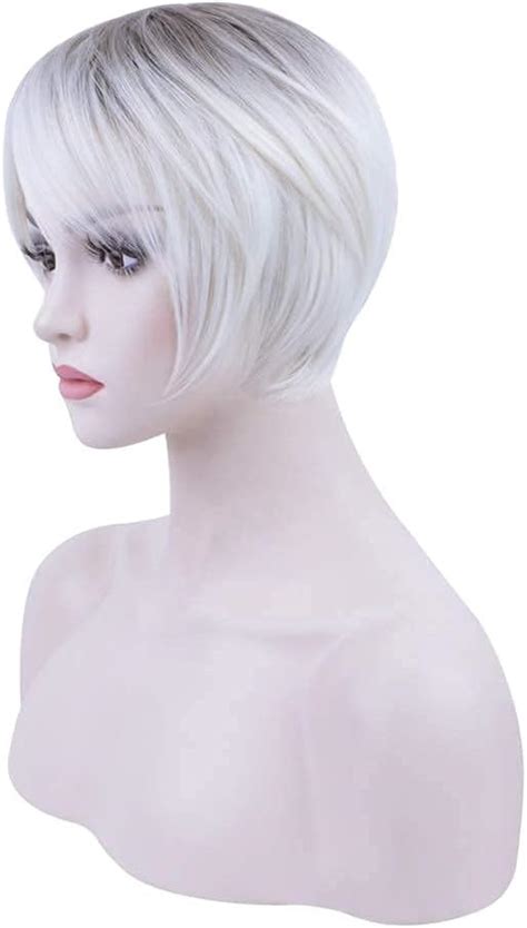 Becus Ombre Root Deep Blonde Short Pixie Cut Wig Straight Synthetic Wig