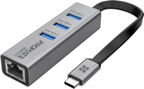 Promate Gigahub C Hub Adaptador USB C A Ethernet 3 Puertos USB 3 0